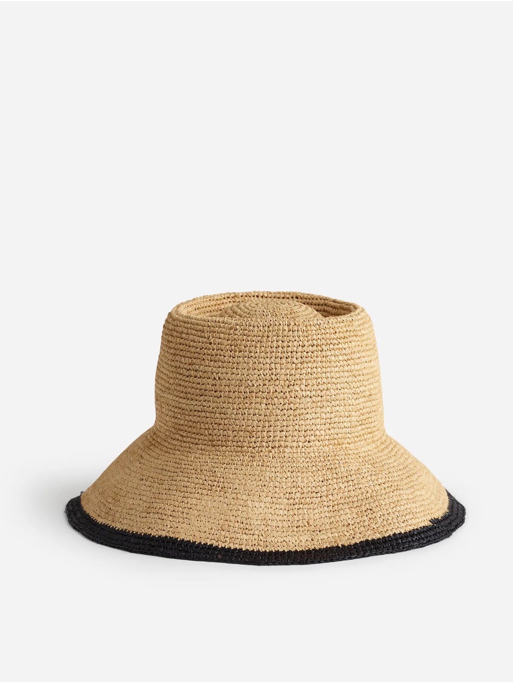 Madewell Straw Bucket Hat in Natural with Black Trim